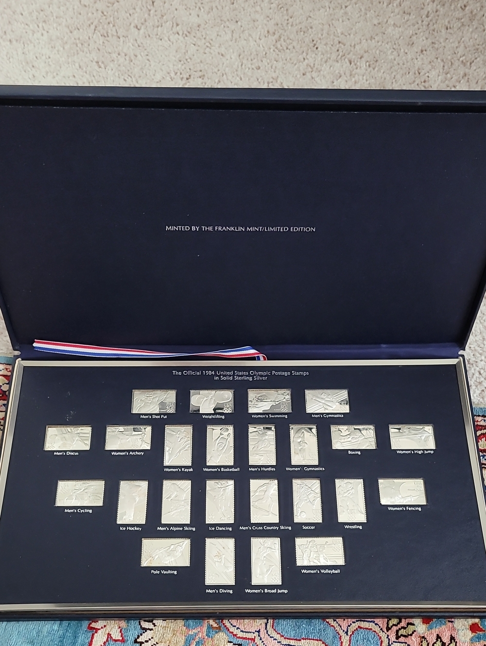 Franklin Mint Sterling Silver Stamp Collection – Complete 24-Piece Set w/ COA &